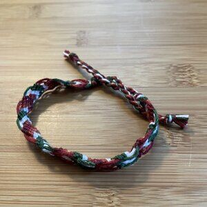 Danielle Woven Friendship Bracelet OS Red White Green Women Cotton Chevron